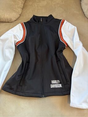 Harley-Davidson Black, White & Orange Women's Zip Front Utility Jacket